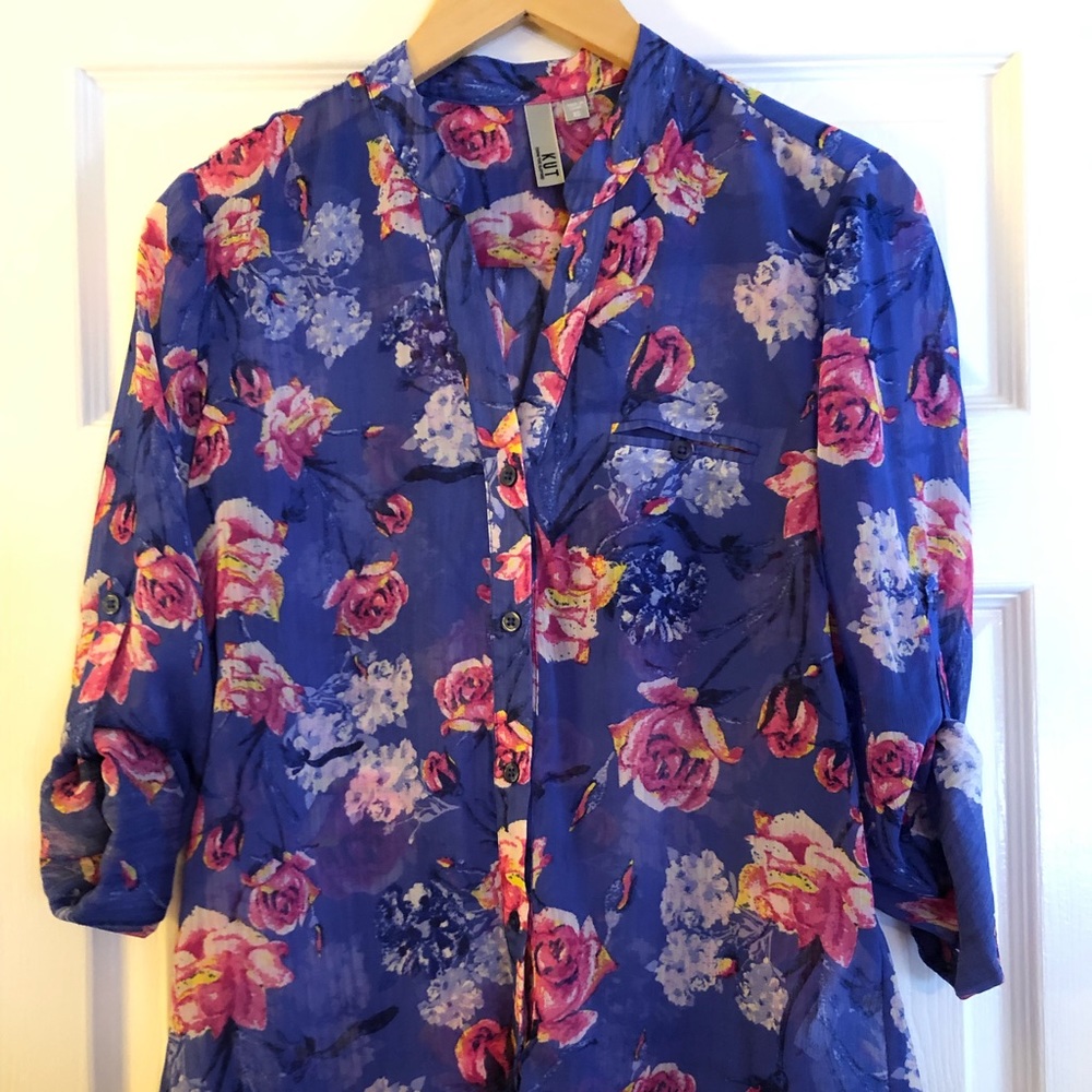 Blue floral blouse